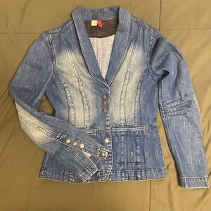 Distressed denim jacket